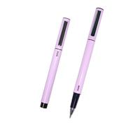DOHE - Lot de 4 stylos ELIPSE - Encre gel bleu - Pointe fine 0,5 mm - Capuche et clip de serrage - Fabriqué en aluminium résistant - Violet