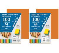 Dohe - Papier A4 coloré de 80 g orange intense - 100 feuilles (Lot de 2)