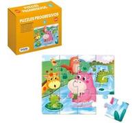 Dohe Puzzle éducatif pour enfants - 12 pièces - Double couche de carton et contreplaqué - Stimule l'imagination et le raisonnement G