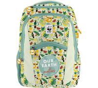 Dohe - Sac à Dos Scolaire Ergonomique - Grande Capacité (20L), 6 Poches, Compartiment pour Ordinateur Portable/Tablet, Bretelles pour Chariot - WWF Tropic