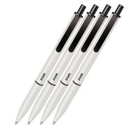 DOHE - Stylos Elegance (4 u.) - Encre Bleue, Pointe Moyenne 1 mm, Corps BLANC, Rétractables “Touch”, Clip de Fixation, Fabrication en Aluminium Résistant et Revêtement en Caoutchouc, Toucher Doux
