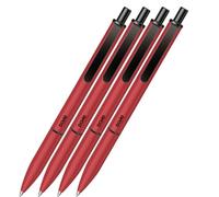 DOHE - Stylos Elegance (4 u.) - Encre Bleue, Pointe Moyenne 1 mm, Corps BORDEAUX, Rétractables “Touch”, Clip de Fixation, Fabrication en Aluminium Résistant et Revêtement en Caoutchouc, Toucher Doux