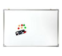 Dohe - Tableau Magnétique 90x60 cm - Accessoires : 2 Marqueurs, 6 Aimants/Epingles, Gomme et Plateau, Tableau Magnétique Blanc, Effacement à Sec, Cadre en Aluminium