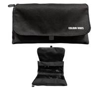 Dohe - Trousse Scolaire Double - 2 Compartiments avec Fermeture Éclair, 3 Fenêtres Transparentes, Carte Remplissable avec Emploi du Temps, Spacieuse 22x10x6,5 cm, Polyester Résistant Flexible - Noir