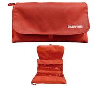 Dohe - Trousse Scolaire Double - 2 Compartiments avec Fermeture Éclair, 3 Fenêtres Transparentes, Carte Remplissable avec Emploi du Temps, Spacieuse 22x10x6,5 cm, Polyester Résistant Flexible - Rouge
