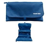 Dohe - Trousse Scolaire Double - 2 Compartiments avec Fermeture Éclair, 3 Fenêtres Transparentes, Carte Remplissable avec Emploi du Temps, Spacieuse 22x10x6,5 cm, Polyester Résistant Flexible - Bleu