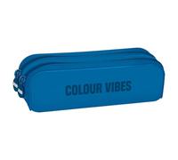 Dohe - Trousse Scolaire Double en Silicone - 2 Compartiments avec Fermetures Éclair, Trousse Rectangulaire Polyvalente, Toucher Doux, Dimensions 20x6x7 cm - Colour Vibes