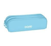 DOHE - Trousse Scolaire Double en Silicone - 2 Compartiments avec Fermetures Éclair, Trousse Rectangulaire Polyvalente, Toucher Doux, Dimensions 20x6x7 cm - Serenity