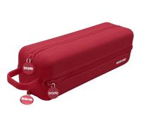 Dohe - Trousse Scolaire Quadruple - 4 Compartiments avec Fermeture Éclair, Fabriquée en Silicone Doux Et Résistant, 24x6,2x6,5 cm, avec Poignée De Transport, Fournitures Scolaires - Rouge