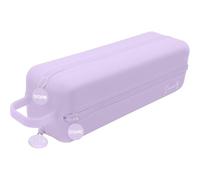 Dohe - Trousse Scolaire Quadruple - 4 Compartiments avec Fermeture Éclair, Fabriquée en Silicone Doux Et Résistant, 24x6,2x6,5 cm, avec Poignée De Transport, Fournitures Scolaires - Violet