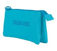 DOHE - Trousse Scolaire Triple - 3 Compartiments, Trousse Polyvalente, Dimensions 23x12x2,5 cm, Fermetures Éclair, Fabriquée en Polyester Résistant - Colour Vibes