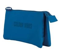 DOHE - Trousse Scolaire Triple - 3 Compartiments, Trousse Polyvalente, Dimensions 23x12x2,5 cm, Fermetures Éclair, Fabriquée en Polyester Résistant - Colour Vibes