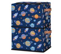DOHOATI Panier de rangement avec couvercle sécurisé - Boîte de rangement pliable en forme de cube avec poignée en cuir PU, convient pour les armoires, les chambres et les maisons, 1 pièce, astral