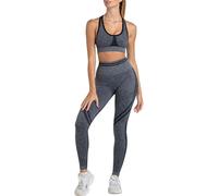 dohomiryo 2 Pièces Ensemble de Sports Crop Top+Legging de Yoga Ensembles d'entraînement Tenues de Sport Gym Fitness Running Gris foncé L