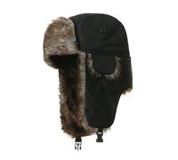 DoHTeck Chapeau de chasse d'hiver, chaud, coupe-vent et imperméable avec cache-oreilles en fausse fourrure, casquette aviateur pour homme et femme, Noir , Taille unique