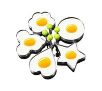 DoHTeck Lot de 5 moules à œufs en acier inoxydable de différentes formes avec poignée anti-adhésive, ustensiles de cuisine