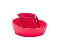 Doidy Assortiment tasse et bol - Tasse d'apprentissage au design incliné unique et bol à ventouse en silicone antidérapant - Coffret cadeau de sevrage pour bébés et enfants en bas âge (Rouge)