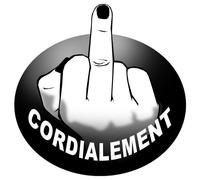 Doigt D'honneur Cordialement (10x10cm) - Sticker/Autocollant