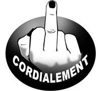 doigt d'honneur cordialement (15cm) - Sticker/autocollant