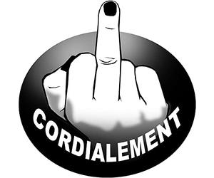 doigt d'honneur cordialement (5cm) - Autocollant/Sticker