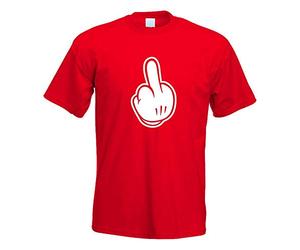 Doigt d'honneur - Fuck Fick Dich ! T-shirt avec motif imprimé amusant, rouge, S