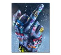 Doigt du milieu geste Street Art affiches et impressions Graffiti Art peintures sur le mur Art toile photos maison décoration murale (Color : A, Size : 60x90cm No Frame)