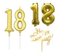 DOINEUFL bougies d'anniversaire numéros 18, bougie d'anniversaire dorée, bougies d'anniversaire avec bougie 1 et bougie 8, bougies 18 anniversaire, décorations de gâteaux pour anniversaires et anniver