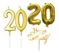 DOINEUFL bougies d'anniversaire numéros 20, bougie d'anniversaire dorée, bougies d'anniversaire avec bougie 2 et bougie 0, bougie d'anniversaire 2, bougie 2 anniversaire fille Décorations de gâteaux p