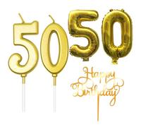 DOINEUFL bougies d'anniversaire numéros 50, bougie d'anniversaire dorée, bougies d'anniversaire avec bougie 5 et bougie 0, bougie d'anniversaire 5, bougie 5 anniversaire fille, décorations de gâteaux