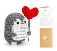 DOINEUFL Cadeau Pingouin Porte-Bonheur Fait Main avec Carte, Adorable Mini Peluche crochetée comme Cadeau de Remerciement, Petite Attention pour collègues, Enseignants, fête des mères, départ
