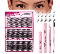 DOINEUFL Kit de 240 pièces 30-40-50 cils individuels à faire soi-même - Courbure D, extensions de cils russes et duveteux pour fille et femme (mélange de 8 à 18 mm) (30-50D (outils))