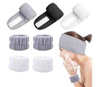 DOINEUFL Lot de 7 bandeaux de spa réglables pour le lavage du visage, le bain, le yoga (blanc + noir + gris)