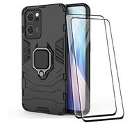 DOINK Coque Armor pour OnePlus Nord CE 2 5G, Housse TPU+PC Antichoc avec Anneau Béquille [avec 2 Pièces Protecteur D'écran Ecran Film Protecteur ] - Noir