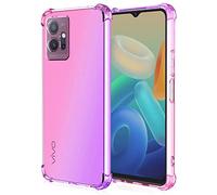 DOINK Coque en Coloré Pente pour Vivo Y55 5G, Translucide TPU Silicone Etui avec Antichoc Bumper - Rose Mauve