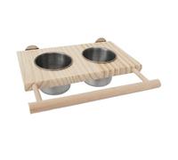 d'oiseau pour Cage, de, Stand de mangeoires à Oiseaux - Station en Bois avec Bols de Nourriture pour Nourrir Un Petit Perroquet à parapis