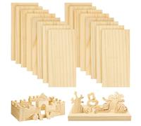 DOITEM 16 Pièces 10 cm Bois de Pin Rectangle Planche pour l'Artisanat Peinture Modelage Fretwork Gravure Décoration de la Maison