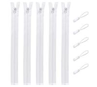 DOITEM 40 50 55 60 65 70 75 80 cm Fermetures Éclair- Maille 5 mm - A Glissière Plastique A Zipper Tirettes Ouvrable Séparable - Largeur 3 cm (Noir Blanc) (Blanc, 70CM)