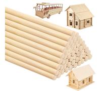 DOITEM Lot de 50 Tiges de Chevilles en Bois Naturel non Traité pour l'artisanat et le Bricolage (150 mm x 5 mm)