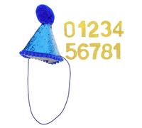 DOITOOL 1 Ensemble de Chapeaux d'anniversaire pour Chat avec Chiffres de 0 à 8 : Joli Chapeau d'anniversaire pour Chien et Chat - Couvre-Chef à Paillettes pour Chiot et pour Une Joyeuse