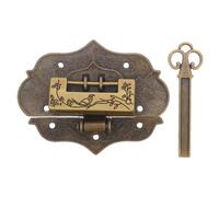DOITOOL 1 Ensemble de loquet et de serrure pour boîte - Cadenas décoratif vintage pour armoire avec loquet à clé - pour boîte à outils et bijoux en bois avec clé et vis