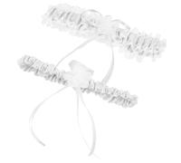 DOITOOL 1 Ensemble Jarretière de Mariée Dentelle Blanche Élégante avec Nœud Décoratif Accessoire de Jambe Flexible pour Mariage et Confortable Adaptée la Plupart des Femmes