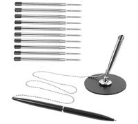 DOITOOL 1 Ensemble Stylo de Bureau Multifonction avec Design Chaîne Stylo de Signature avec Base Rotative pour Bureaux Banques et Hôtels Noir Recharges Couleur Aléatoire