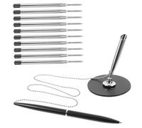 DOITOOL 1 Ensemble Stylo de Comptoir Rotatif avec Chaîne pour Bureau de Stylo Sécurisé à Fixer Table Noir avec Recharges Couleur Aléatoire