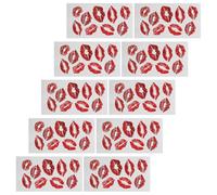 DOITOOL 10 Feuilles Tatouage Temporaire des Lèvres Rouge Effet Réaliste et Colle Imperméable, Autocollant Créatif pour Séance Photo et Fête, pour Danseuses et Cosplay