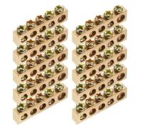 DOITOOL 10 Pièces Bornier de Distribution à Vis Barre Neutre de Terre Résistante à L'usure 5 Trous en Cuivre Or Facile à Câbler pour Armoire Électrique
