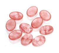 DOITOOL 10 Pièces Cabochons en Agate Ovale Rouge Pastèque pour Création Bijoux, Base Plate, Surface Lisse, Accessoires DIY pour Décoration de Bijoux et Scrapbooking