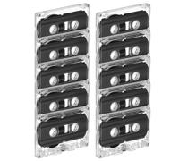 DOITOOL 10 Pièces Cassette Audio Vierge Rétro 60, Plastique Noir, | Enregistrement Prolongé, Compatible Plupart des Lecteurs Classiques, Boîtier Rigide Transparent Inclus