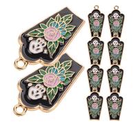 DOITOOL 10 Pièces pendentif halloween pendentifs tête de mort halloween pierre tombale accessoires halloween boucle d'oreille halloween breloques pendantes charmes d'halloween chics Black