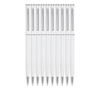 DOITOOL 10 Pièces Stylo à Bille de Bureau Rotatif en Métal Blanc, Écriture Fluide, pour Prises de Notes en Réunion Travail, Présent Rentrée pour Professionnels