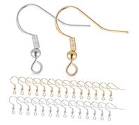 DOITOOL 100 paires Crochets de Boucles Oreilles et Or pour Fabrication de Bijoux avec Bouchons Transparants Ergonomiques et pour Création DIY
